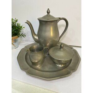 Vintage International Pewter Decorative Pewter Tea Coffee 5 Pc Set